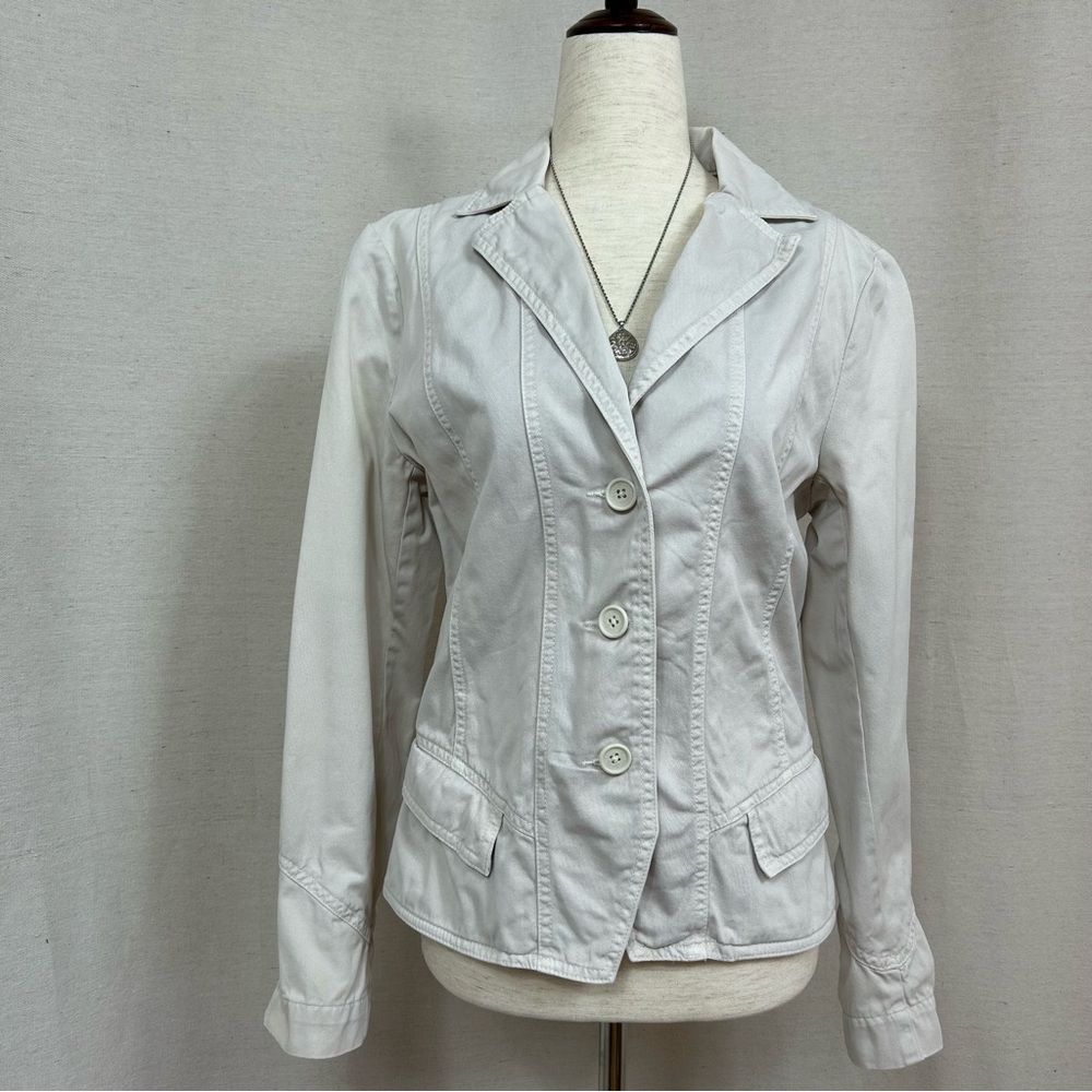 Caribbean Joe Vintage 100% Cotton Fitted Gray Blazer